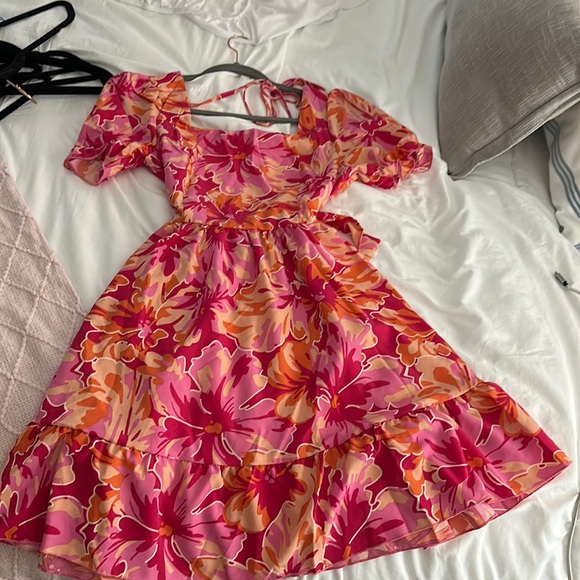 NWOT Pink and Orange Floral Dress - Picture 1 of 4
